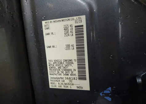 2019 Nissan Maxima 3.5 Sv z USA, uszkodzony, nr VIN 1N4AA6AV9KC368182